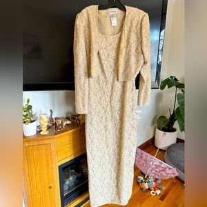 Stunning full length beaded sleeveless gown and cover